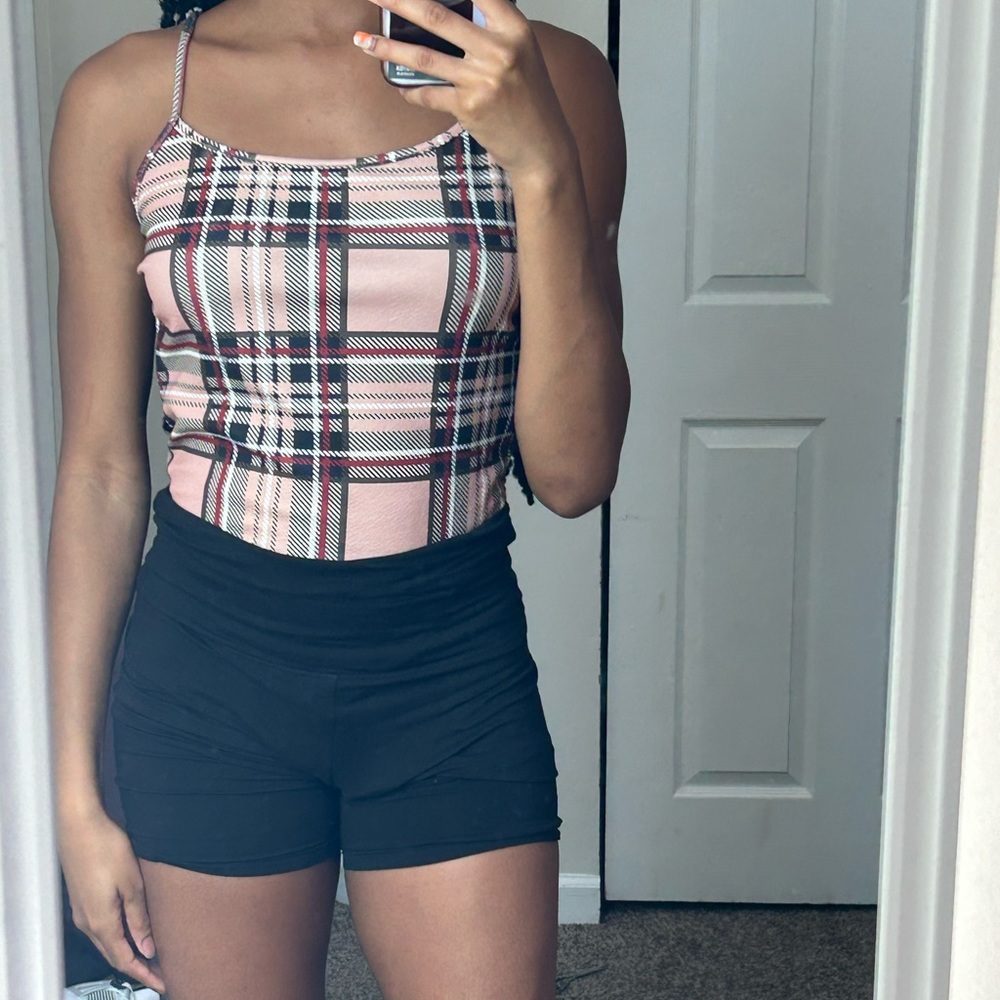 Women's Bodysuit tank top plaid design